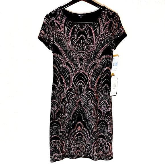 Dresses & Skirts - Black & Gold Glitter Bodycon Mini Dress | Size M